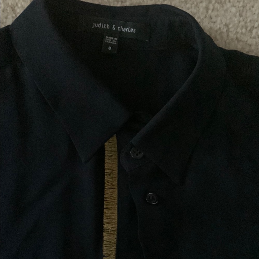 Judith & Charles 100% silk designer Black Blouse with Gold Trim - Picture 3 of 6